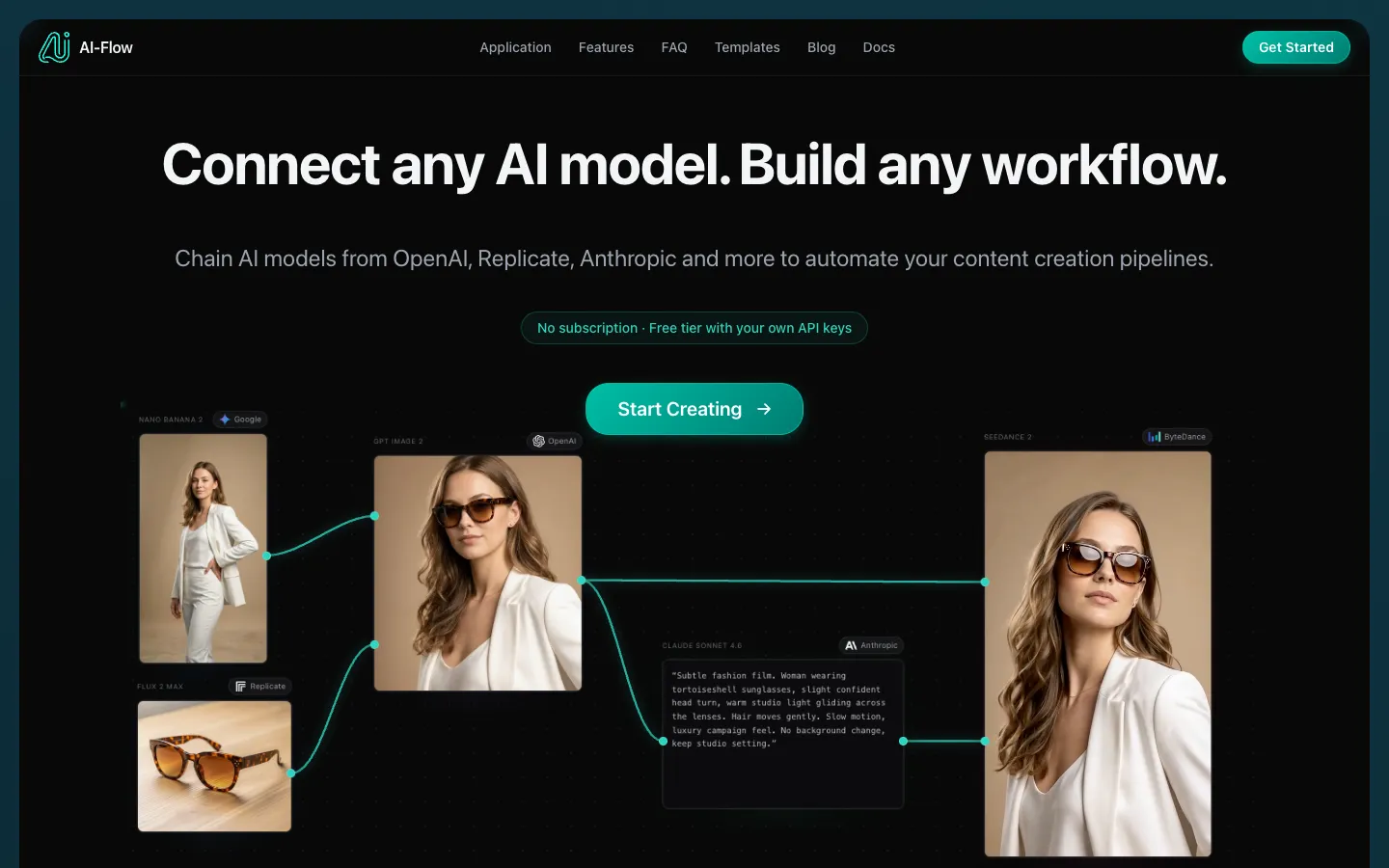Screenshot of the AI-Flow homepage