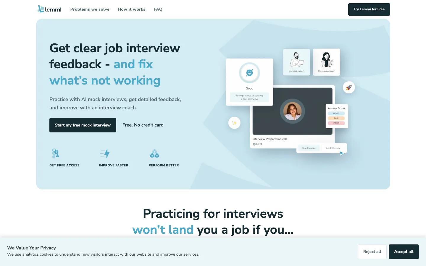 Screenshot of the Lemmi homepage