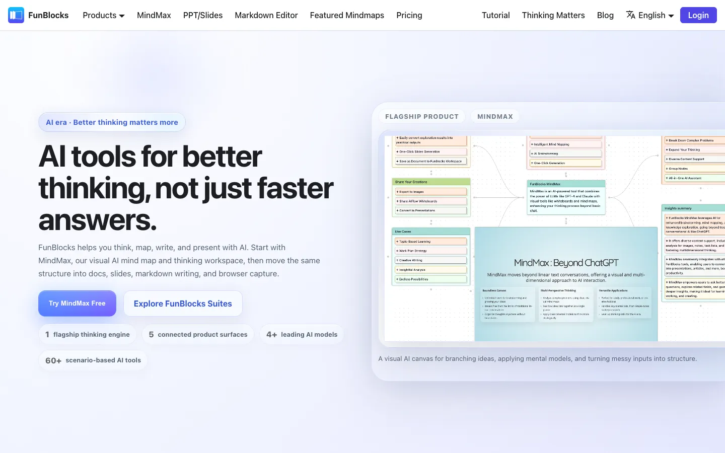 Screenshot of the FunBlocks AI homepage