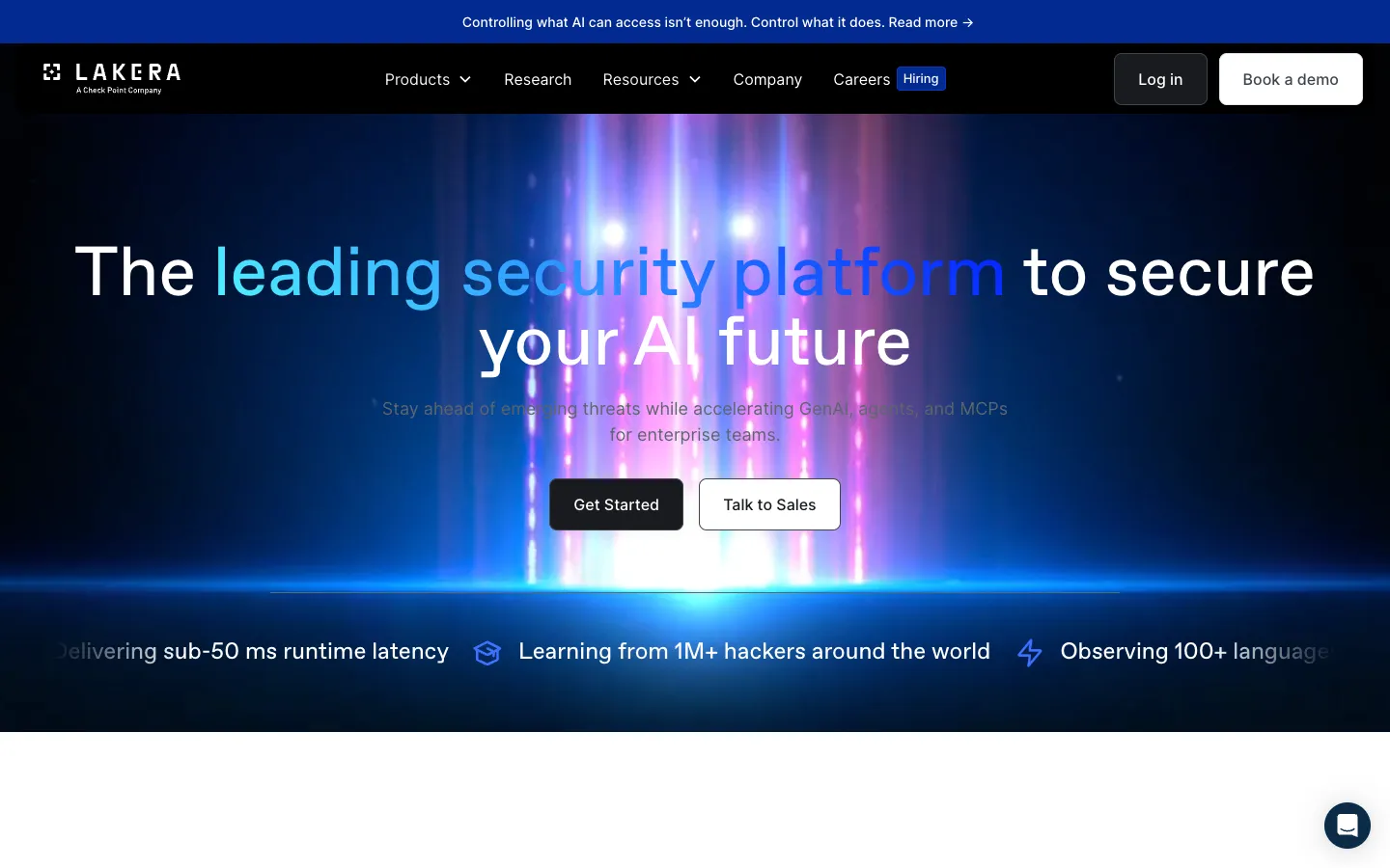 Screenshot of the Lakera Guard homepage