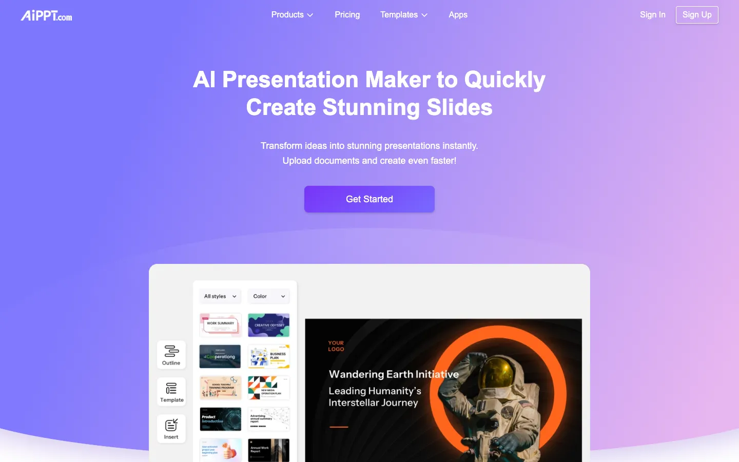 Screenshot of the AiPPT homepage
