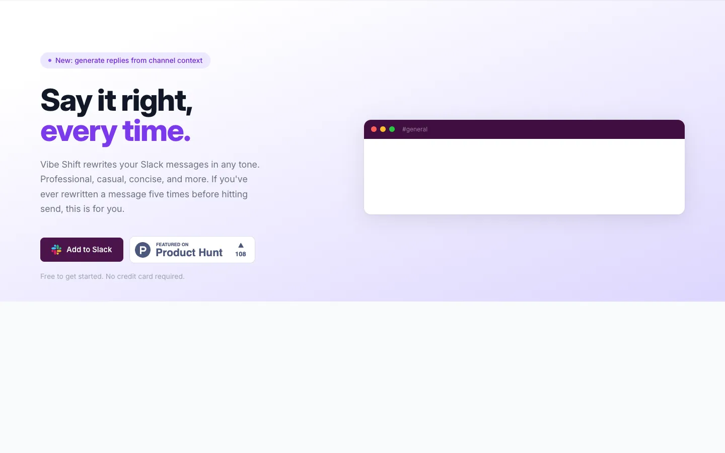 Screenshot of the Vibe Shift homepage