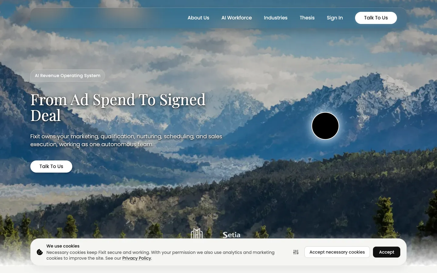 Screenshot of the FixitAI homepage