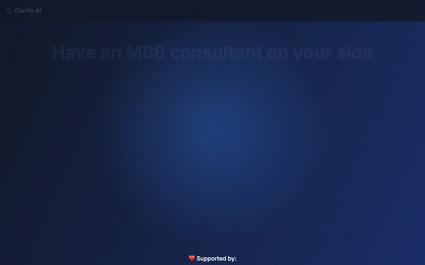 Screenshot of the Clarify AI homepage
