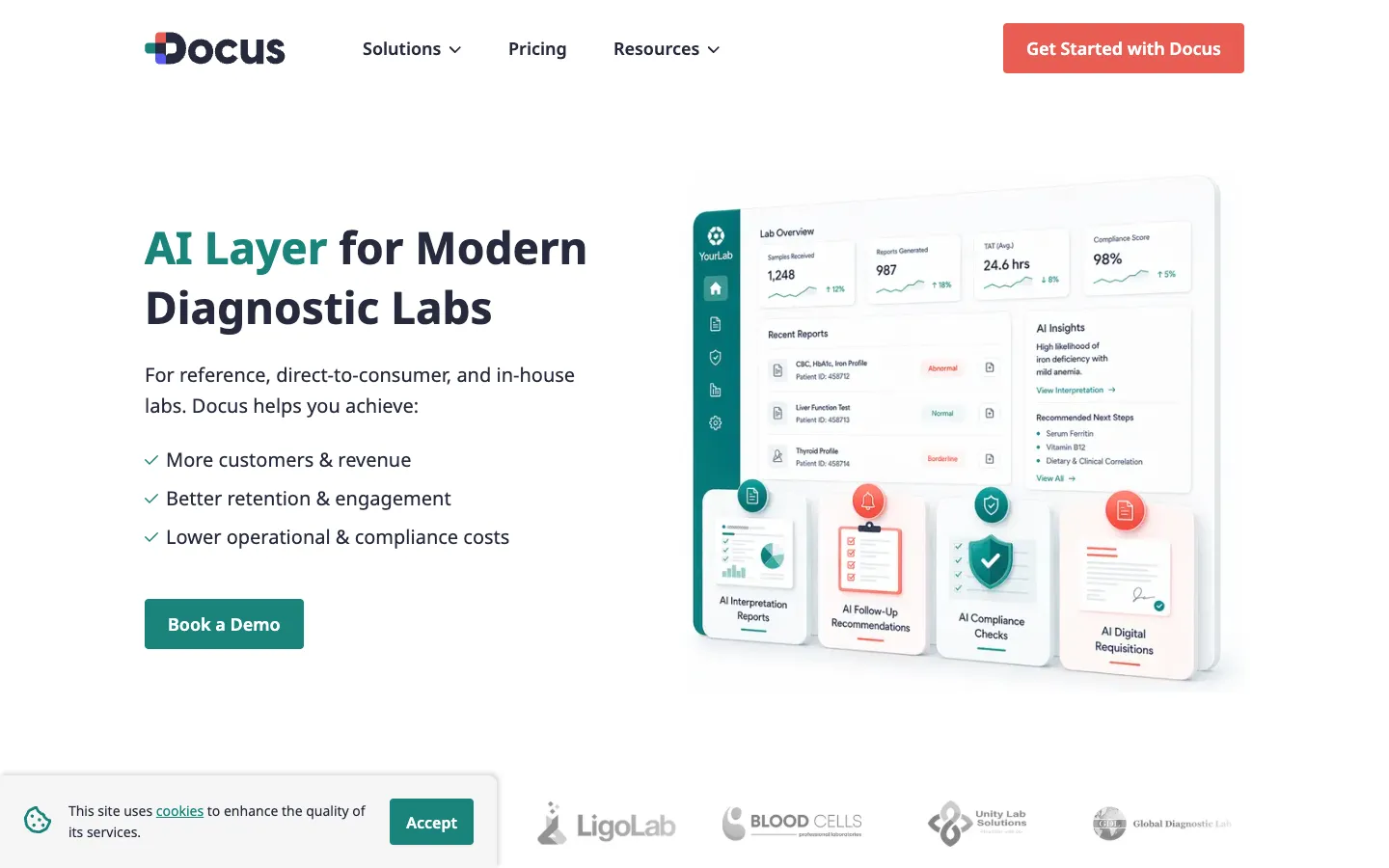 Screenshot of the Docus.ai homepage