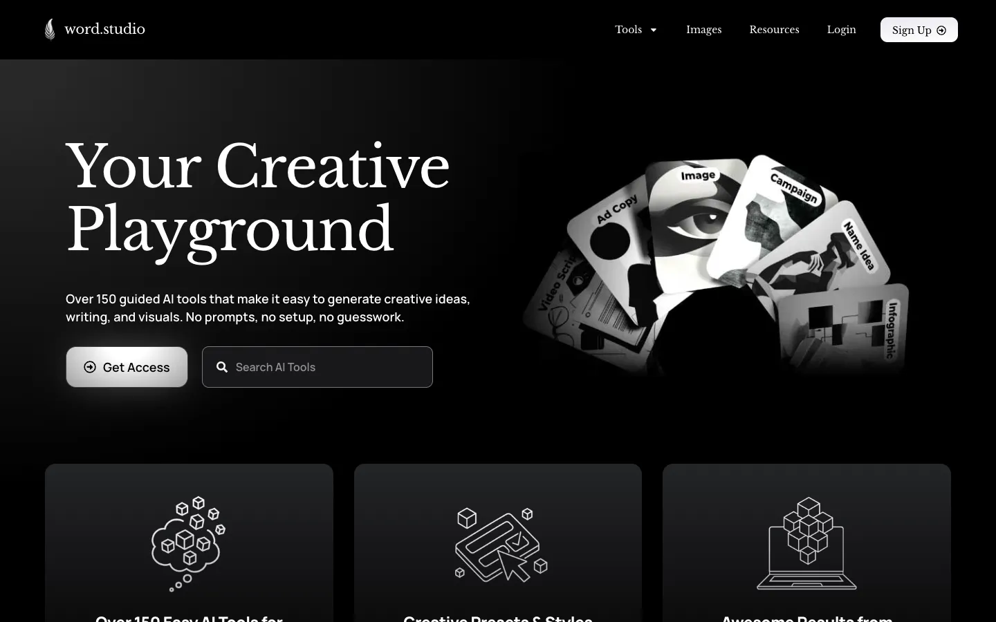 Screenshot of the Word.Studio homepage