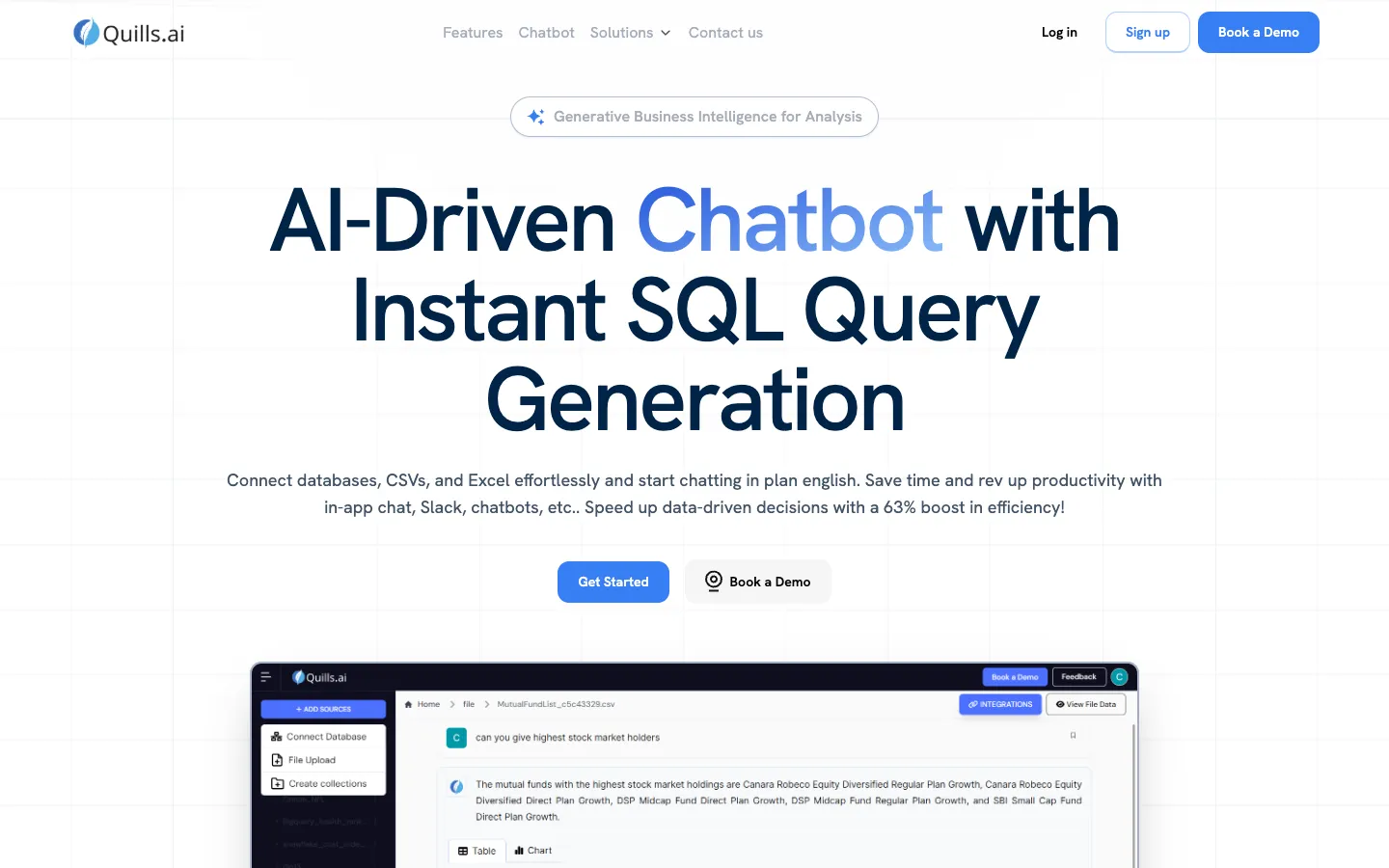 Screenshot of the Quills.ai homepage