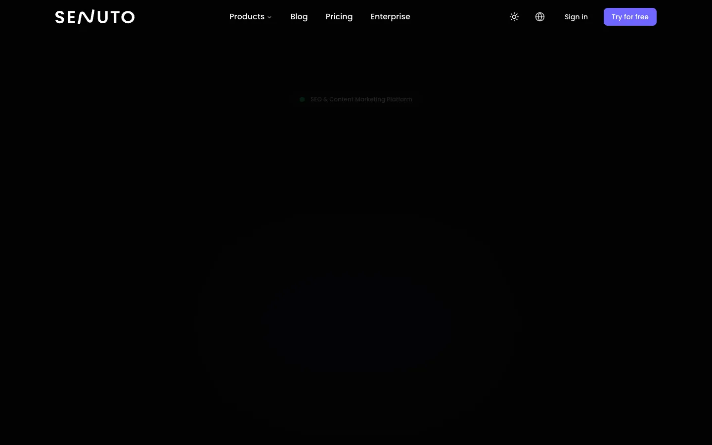 Screenshot of the Content Suite by Senuto homepage