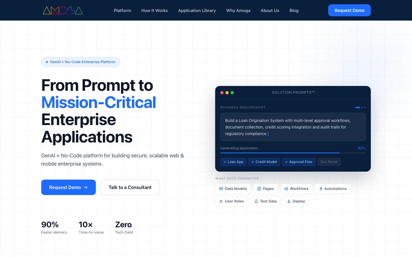 Screenshot of the Low-Code Development and AI homepage
