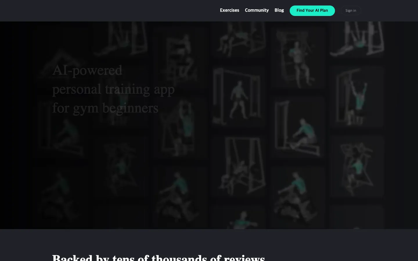 Screenshot of the Planfit - AI Personal Trainer homepage