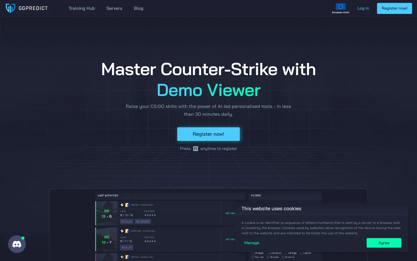 Screenshot of the GGPredict homepage
