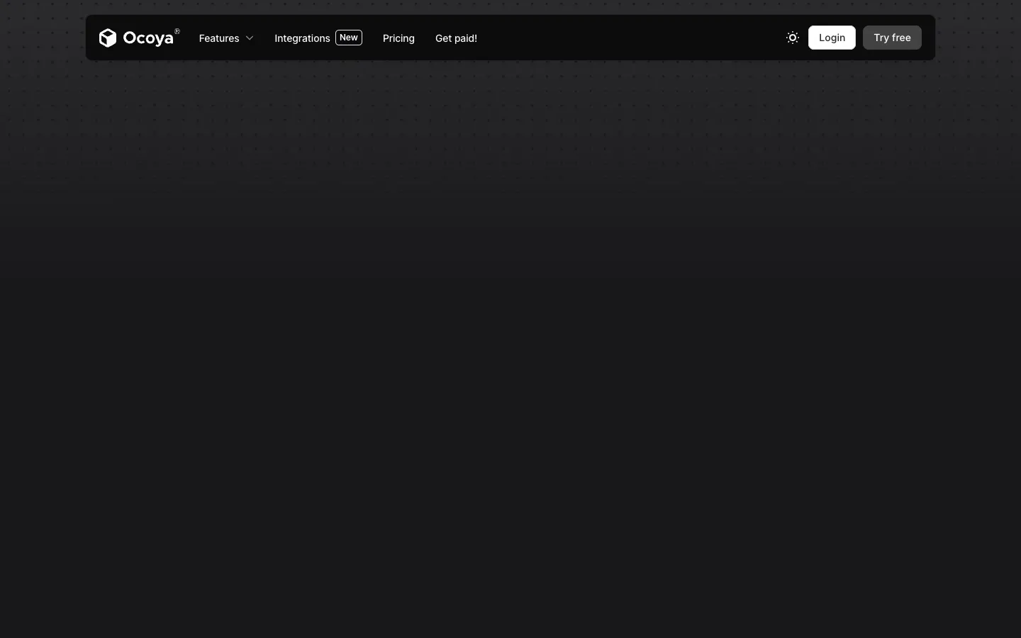 Screenshot of the Ocoya homepage
