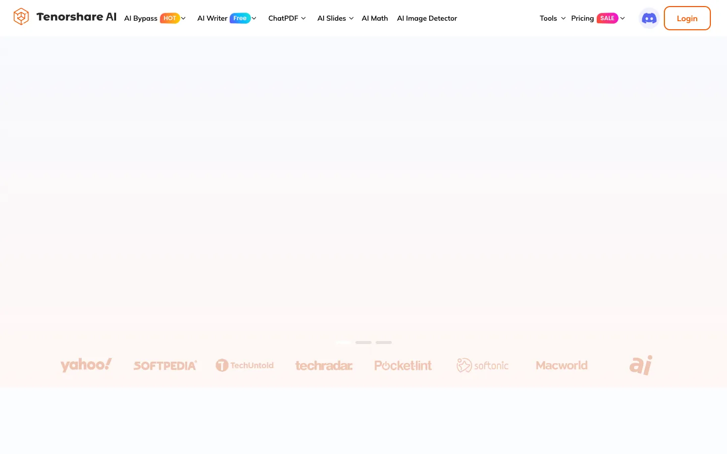Screenshot of the Tenorshare AI Chat PDF Tool homepage