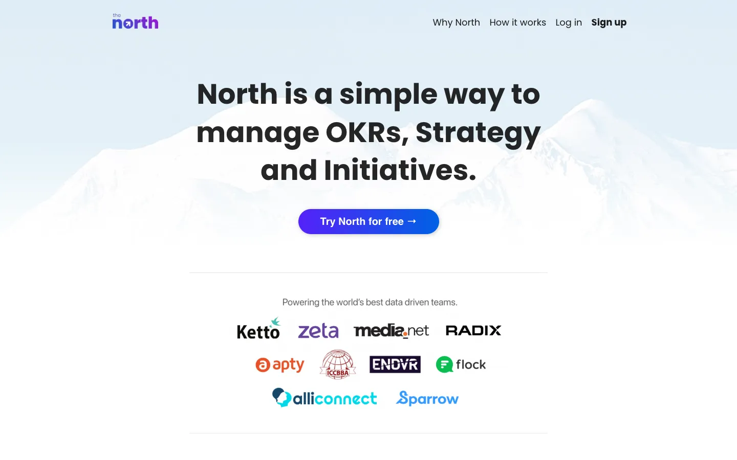 Screenshot of the The North homepage