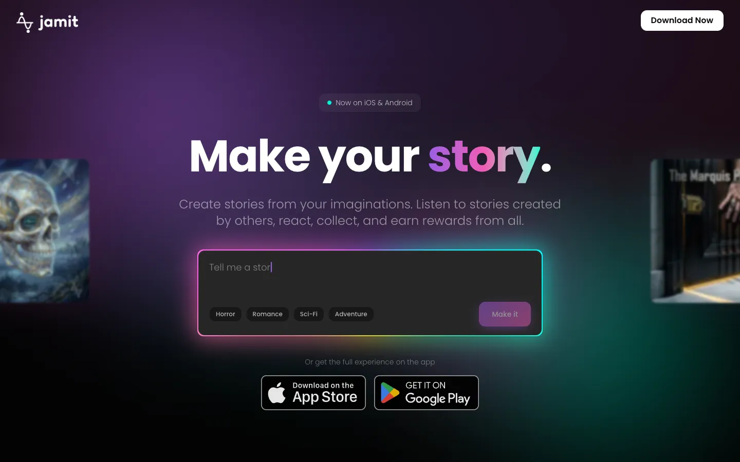 Screenshot of the Jamit.app homepage