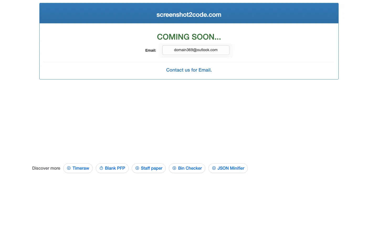 Screenshot of the Screenshot2Code.com homepage