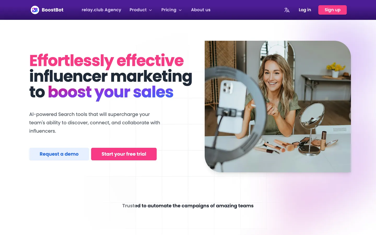 Screenshot of the BoostBot - Influencer Marketing AI Agent homepage