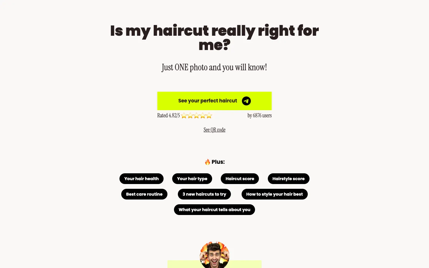 Screenshot of the Haircut and Styling Advice homepage