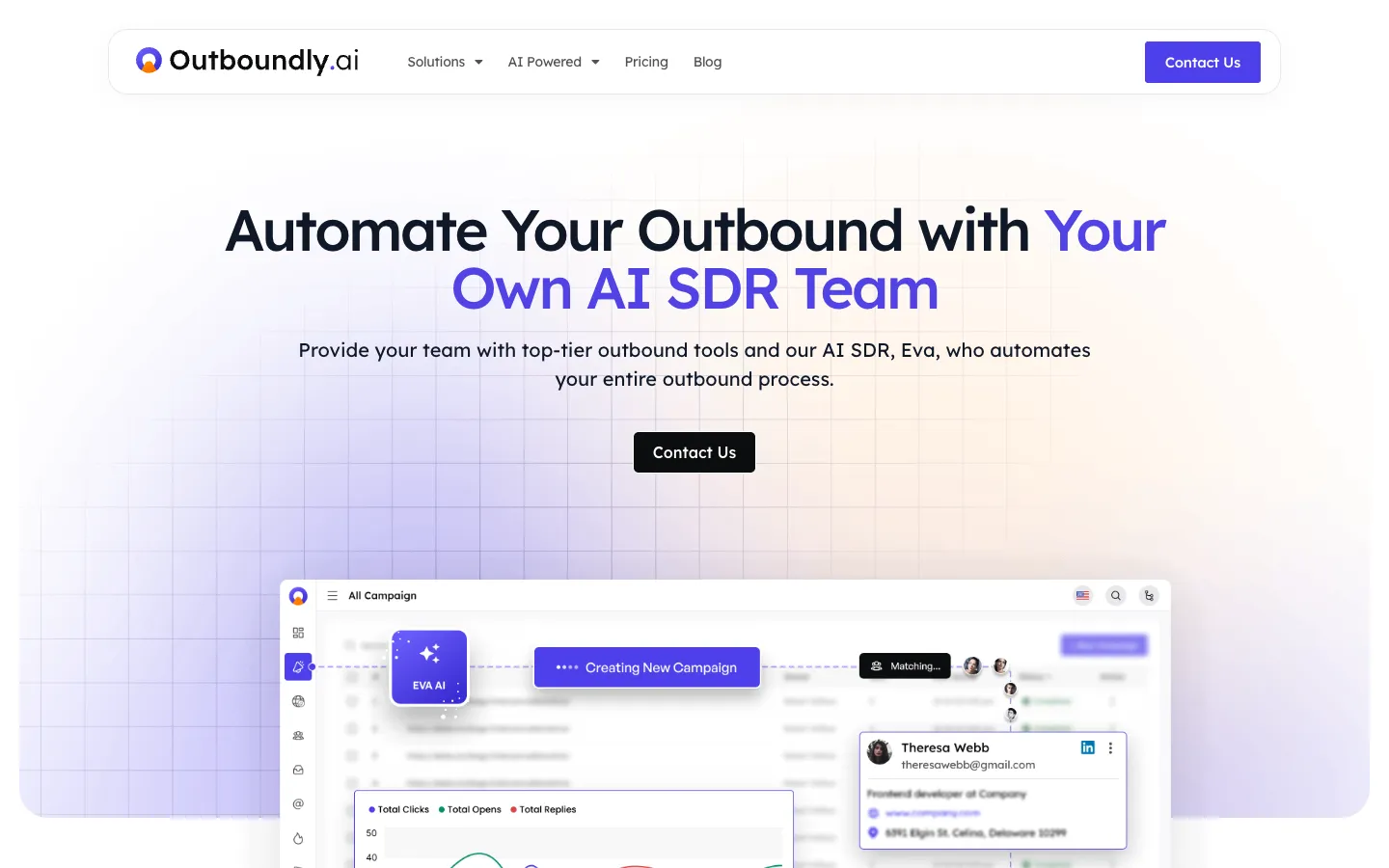 Screenshot of the Outboundly.ai homepage