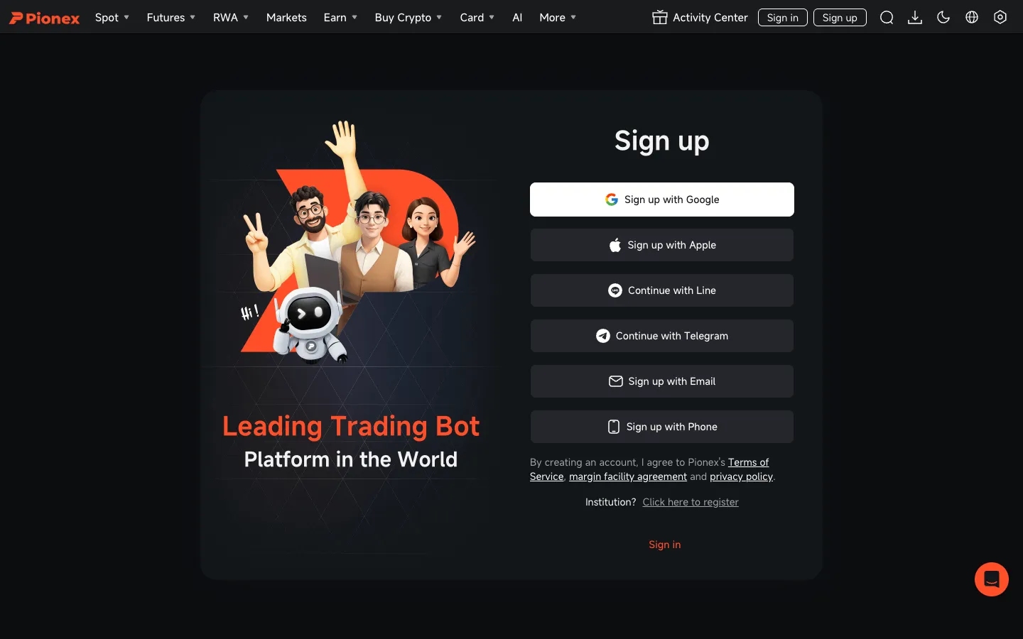 Screenshot of the PionexGPT homepage