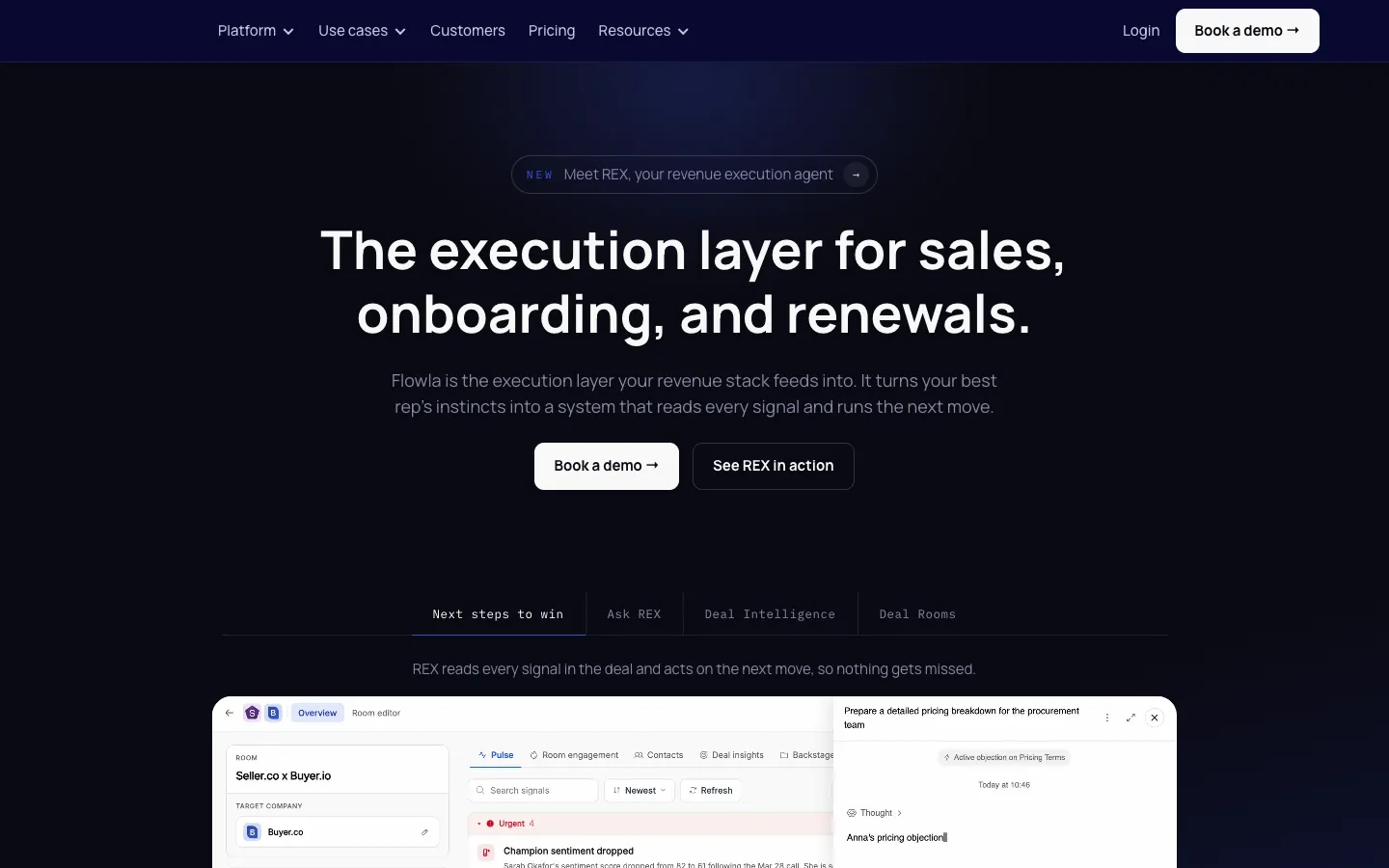 Screenshot of the Flowla homepage