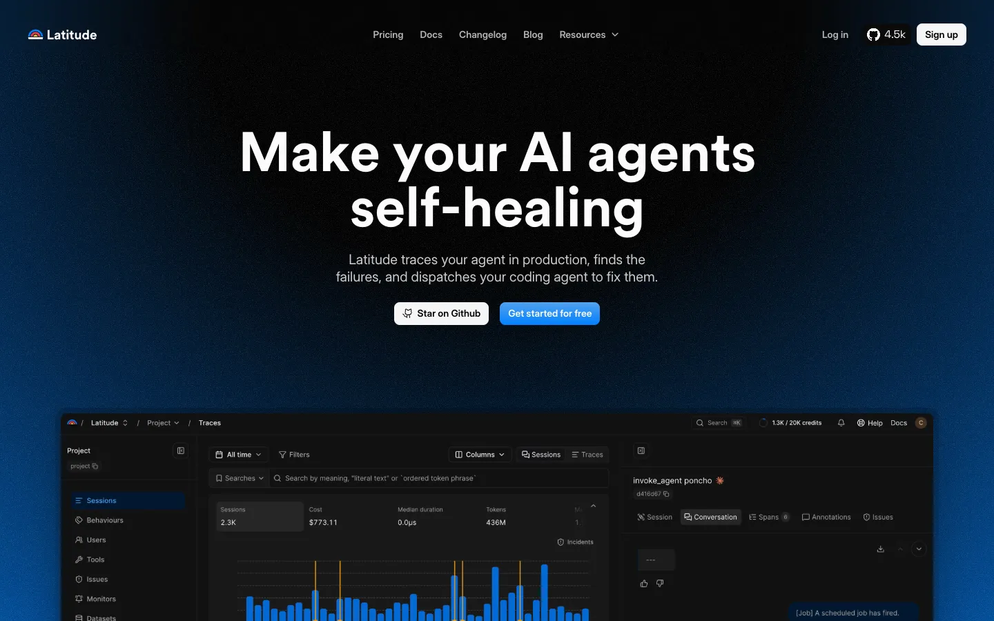 Screenshot of the Latitude homepage