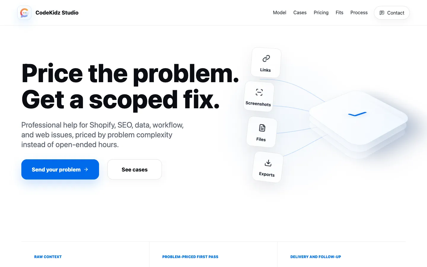Screenshot of the CodeKidz homepage