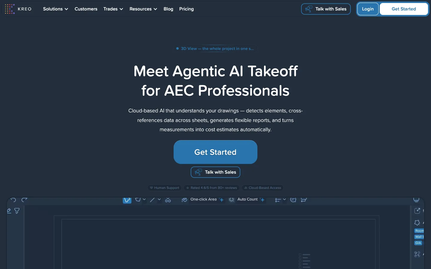 Screenshot of the Kreo Software homepage