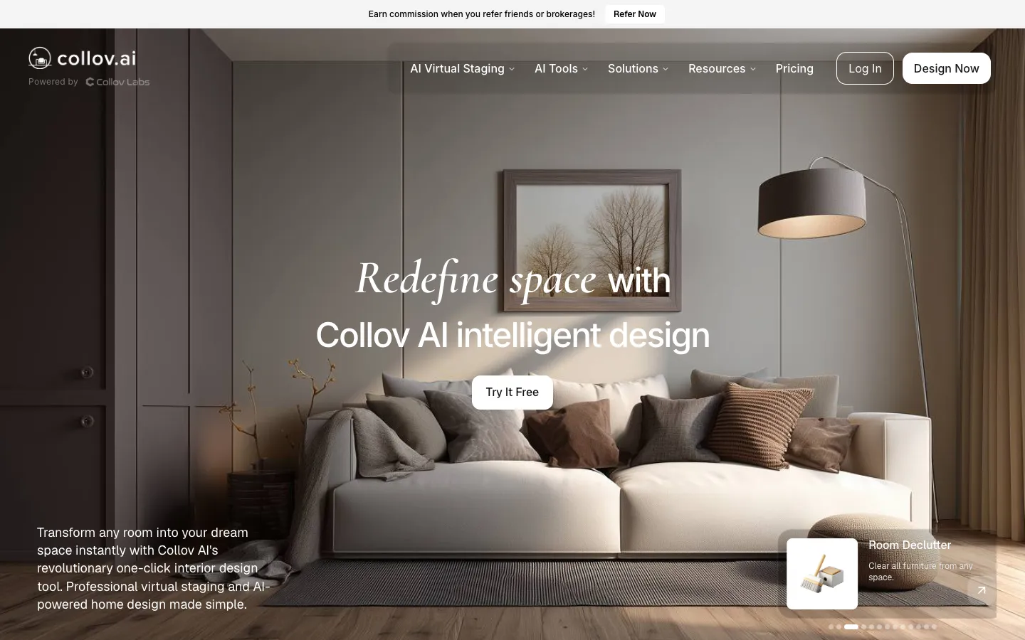 Screenshot of the Collov AI homepage