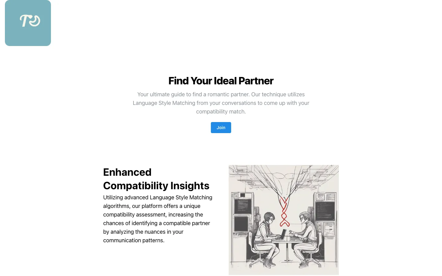 Screenshot of the TunedTogether homepage