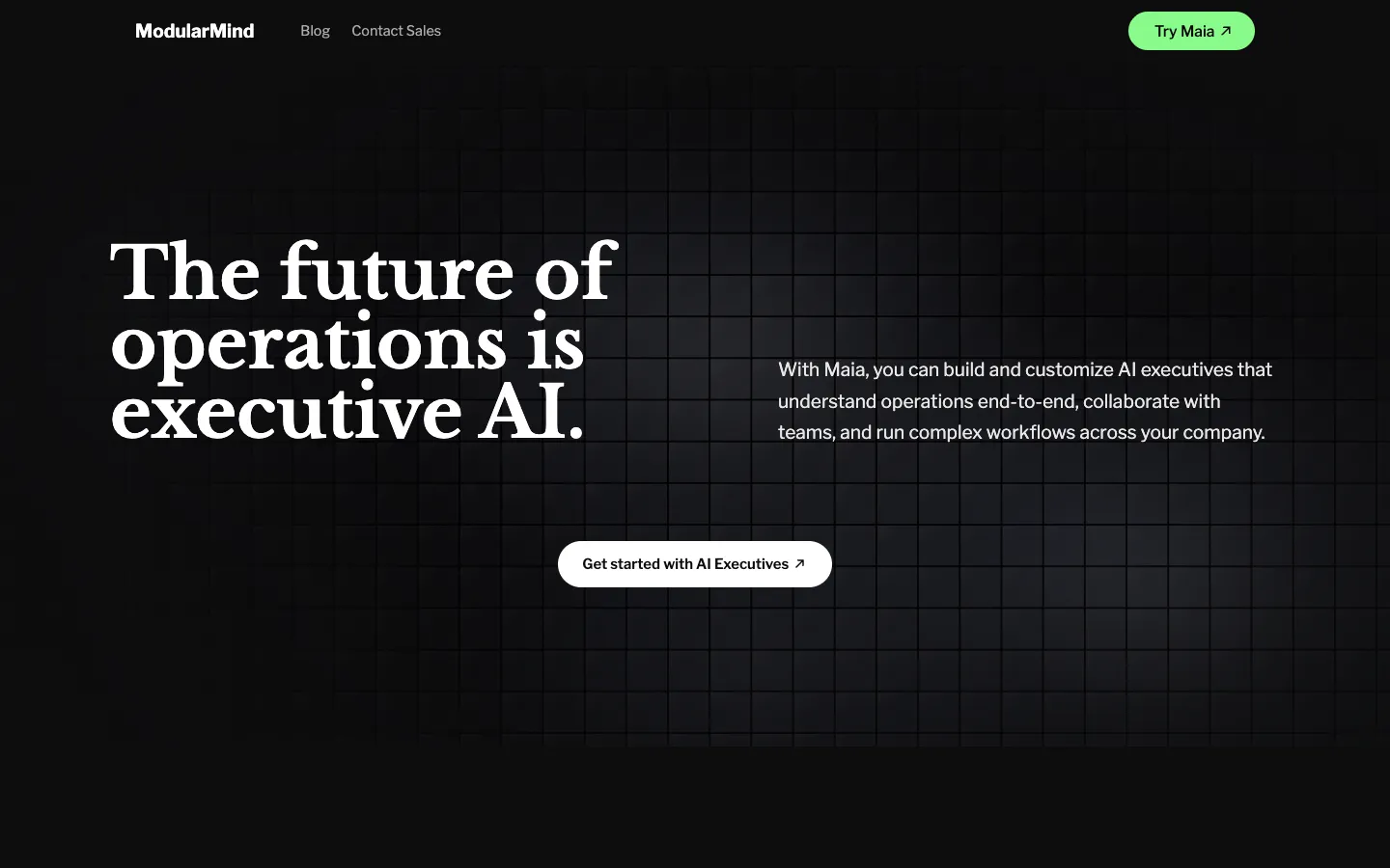 Screenshot of the ModularMind: No-Code AI Builder homepage