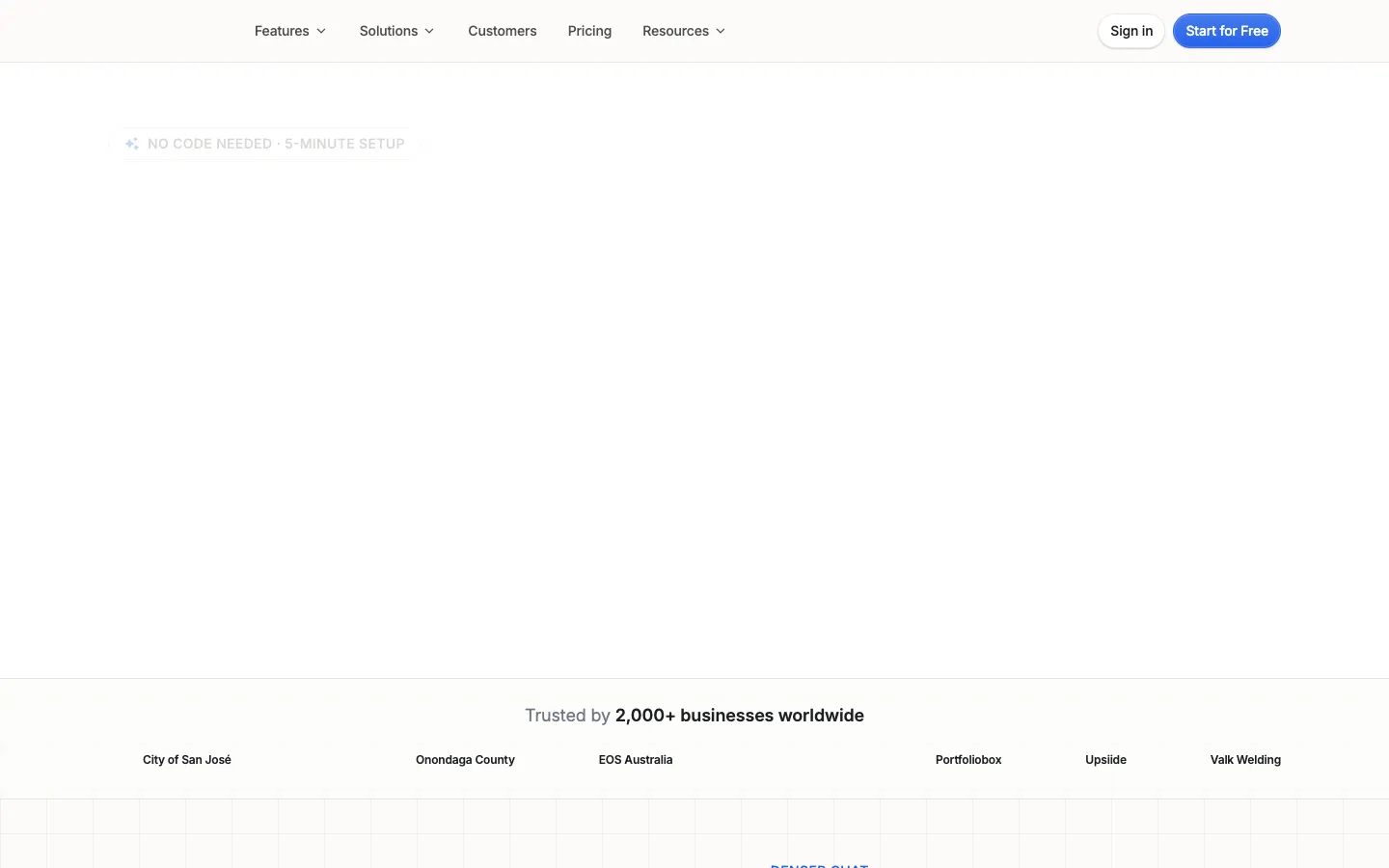 Screenshot of the DenserBot homepage