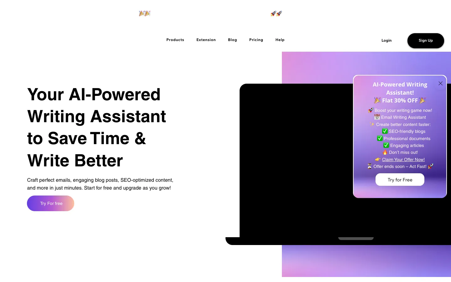 Screenshot of the ScriboWriter AI homepage