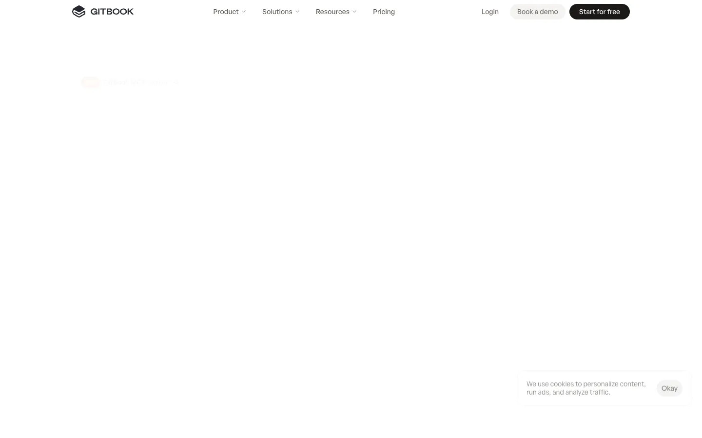 Screenshot of the The New GitBook homepage