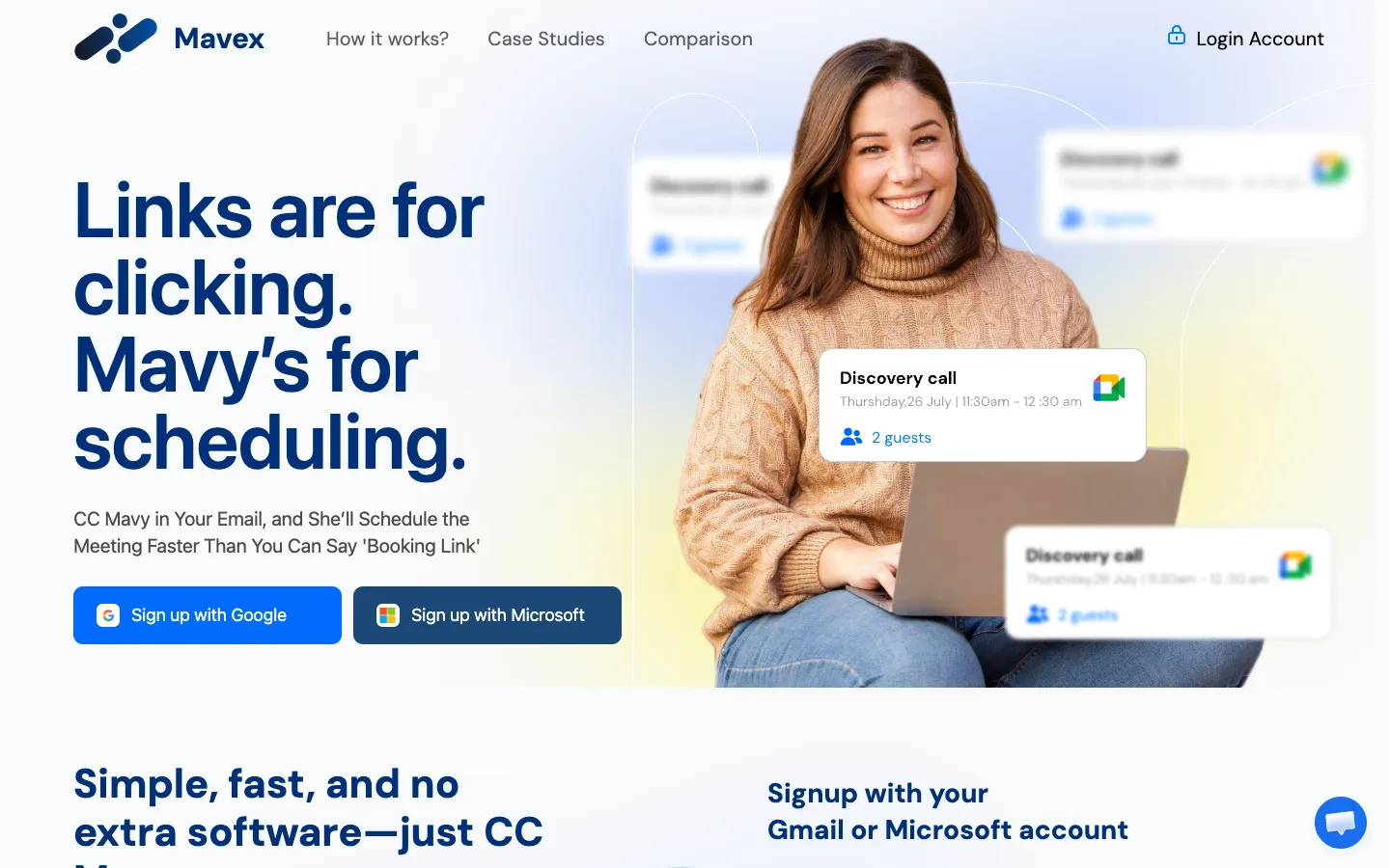 Screenshot of the Mavy homepage