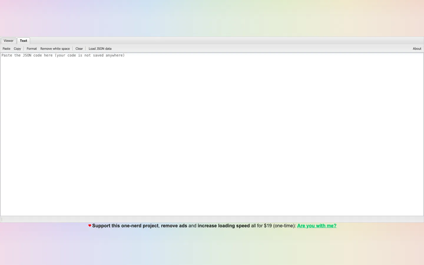 Screenshot of the JSON To ChatGPT Function Calling Object homepage