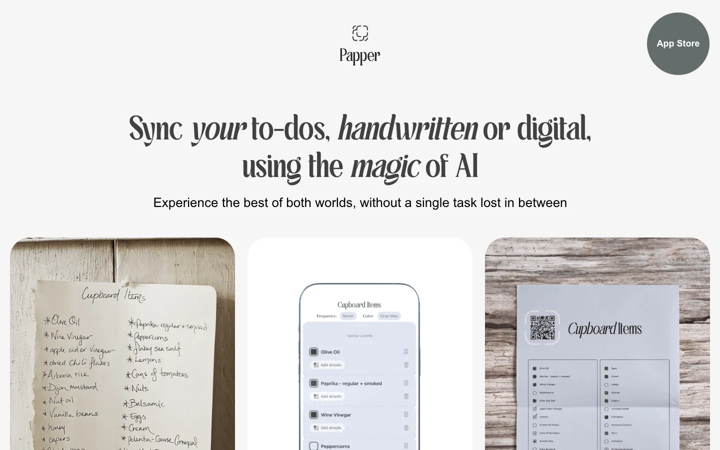Screenshot of the Papper: Scan Handwritten Todos homepage