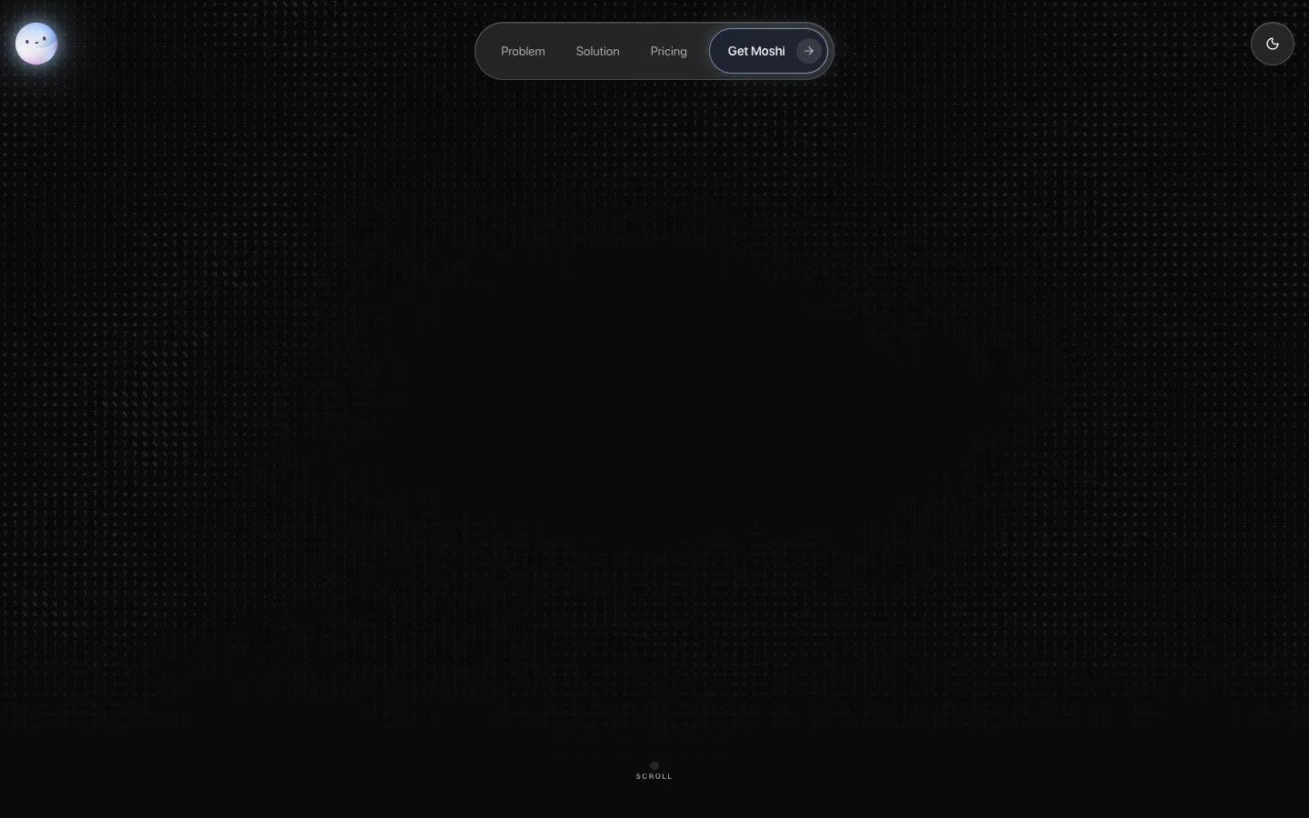 Screenshot of the Moshi homepage