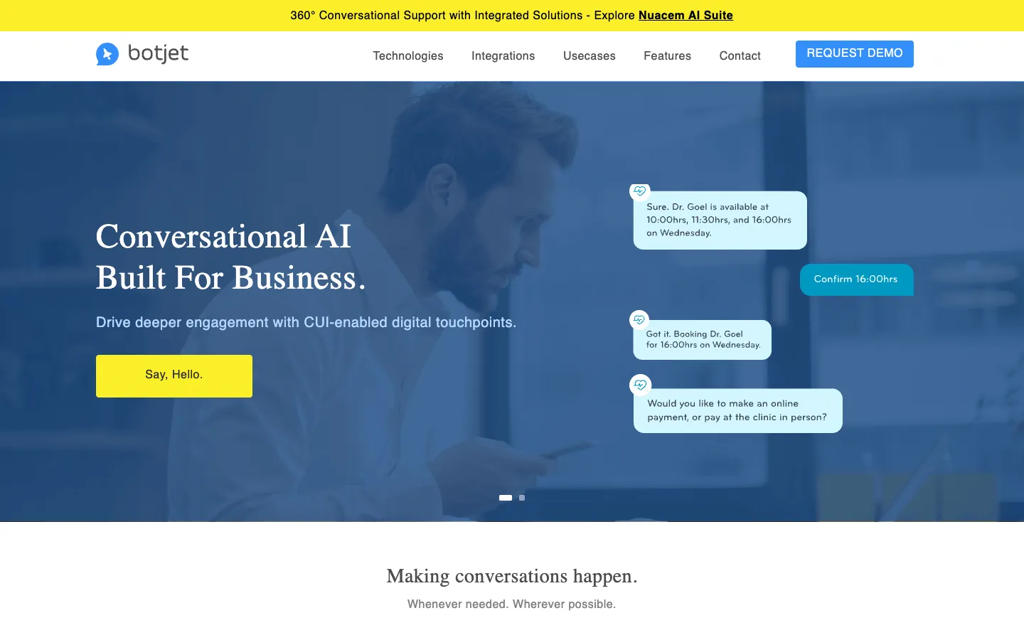 Screenshot of the Botjet homepage