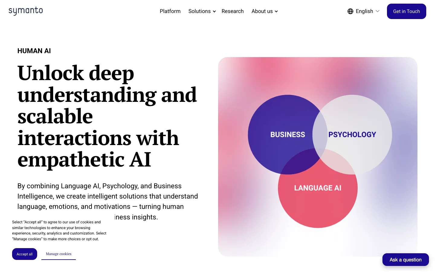 Screenshot of the Symanto Text Insights homepage