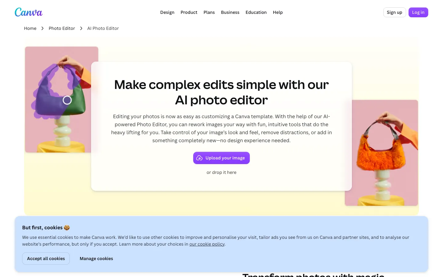 Screenshot of the Designify homepage