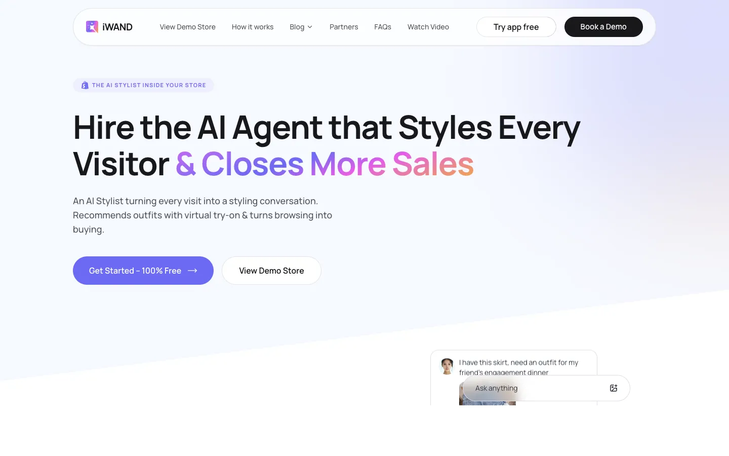 Screenshot of the Iwand style homepage