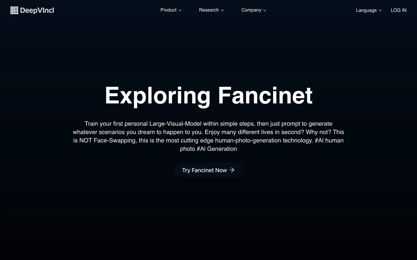 Screenshot of the Fancinet homepage