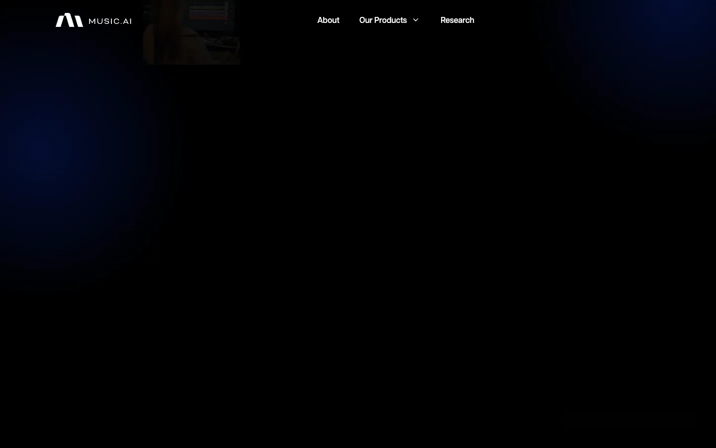 Screenshot of the Music.AI homepage
