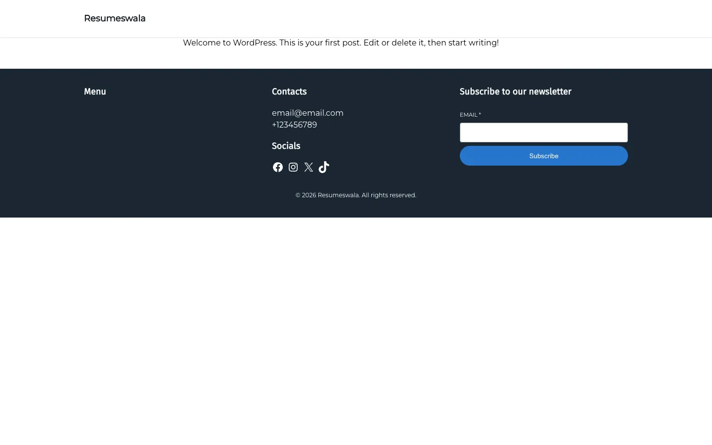 Screenshot of the resumebuild homepage