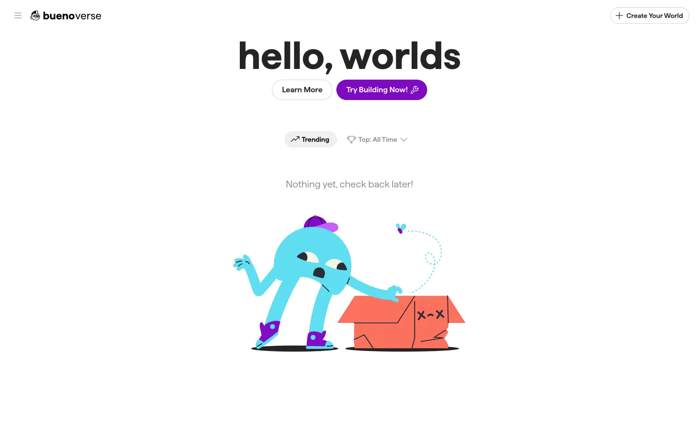 Screenshot of the Buenoverse homepage