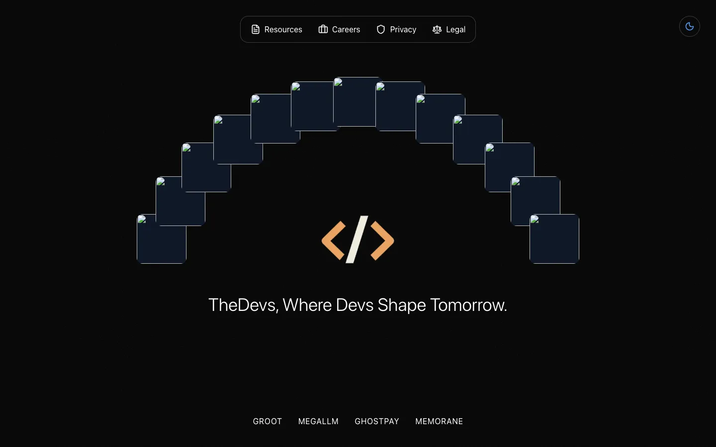 Screenshot of the DevMind homepage