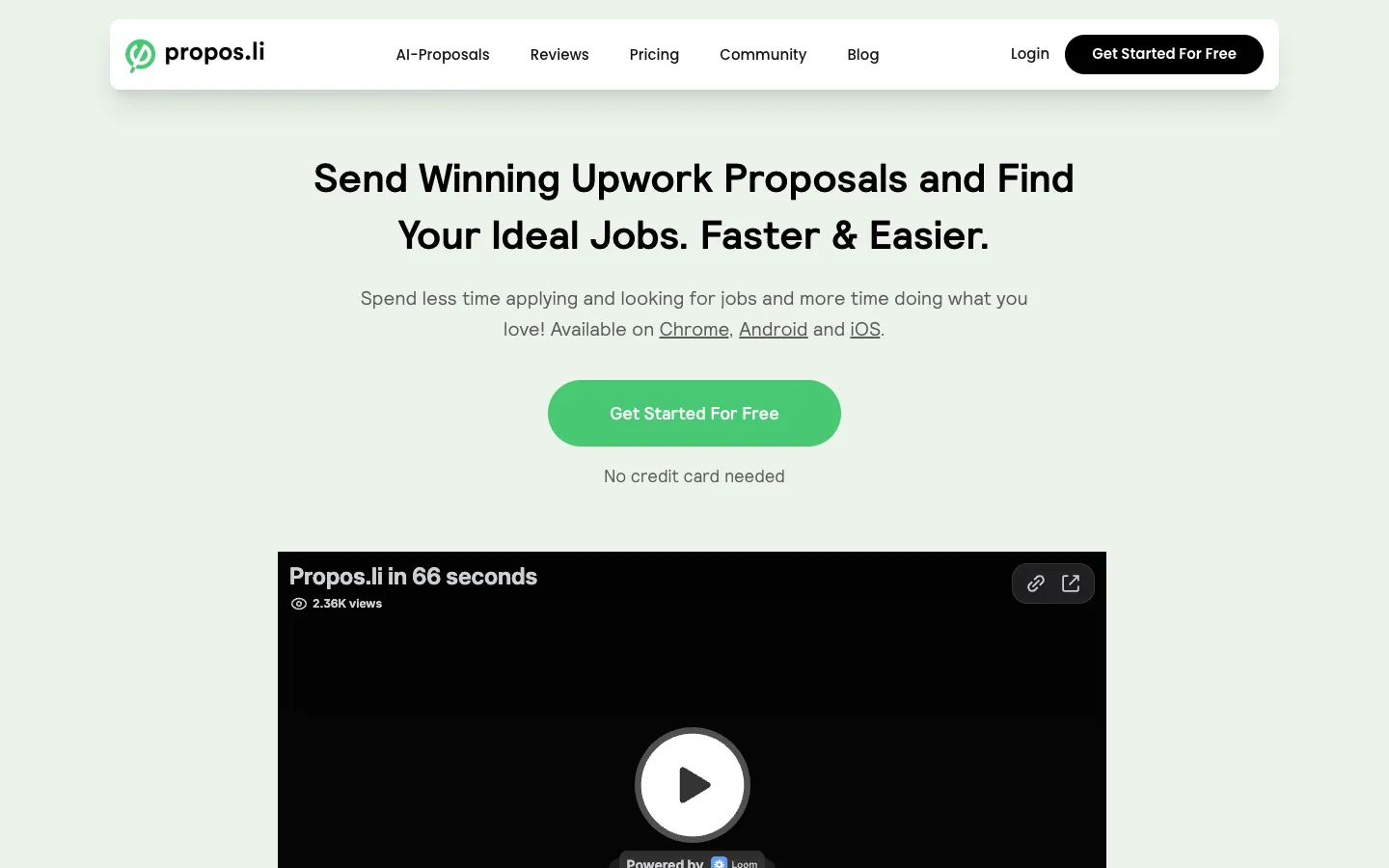 Screenshot of the Propos.li homepage