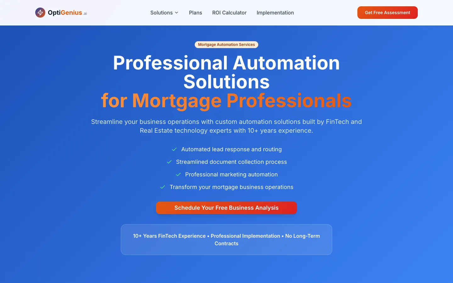 Screenshot of the Optigenius.ai homepage