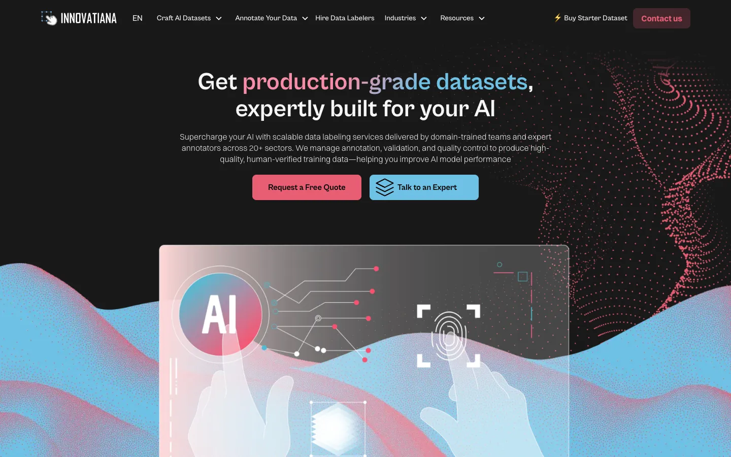 Screenshot of the Innovatiana homepage